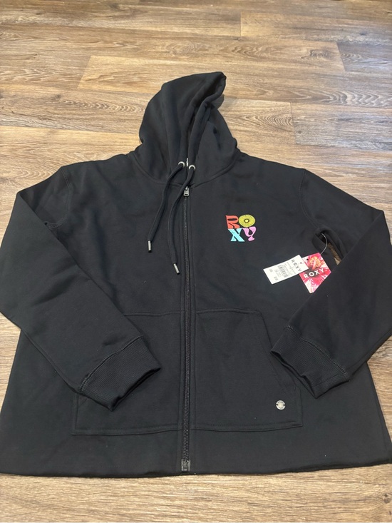 Roxy Tops - NWT Roxy Endless Sunshine Zip Hoodie Black Lightweight Surf Coast Graphic Large